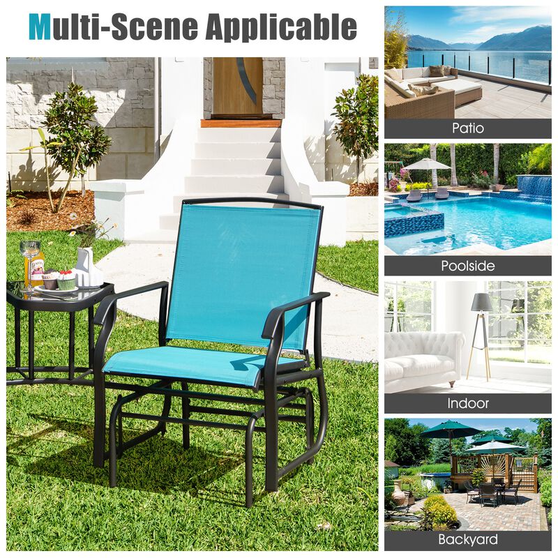 Double Swing Glider Rocker Chair set with Glass Table image number 1