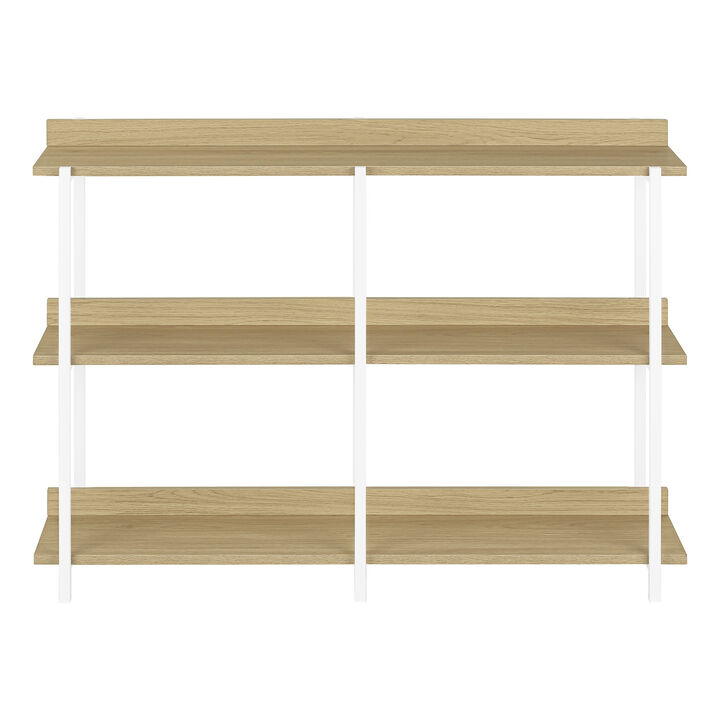 HomeRoots 47" Natural and White Wood and Metal Frame Console Table With Three Shelves