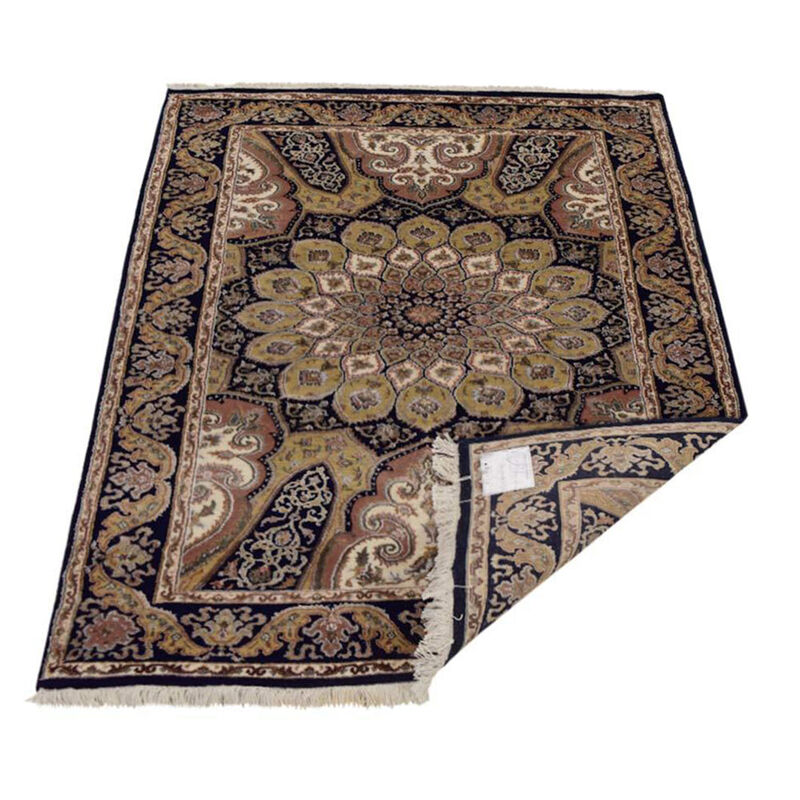 Rugsotic Carpets Hand Knotted Isfahan Wool 5'4''x7'10'' Area Rug Oriental Blue IF0101