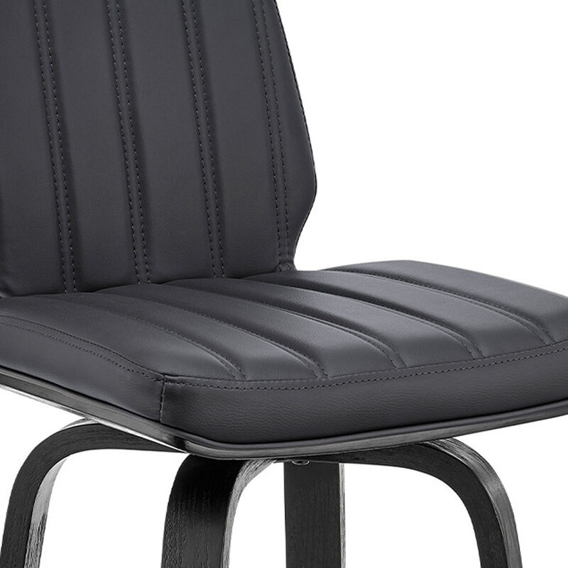 Hivvago 27 Inch Gray and Black Faux Leather and Iron Counter Height Swivel Bar Chair