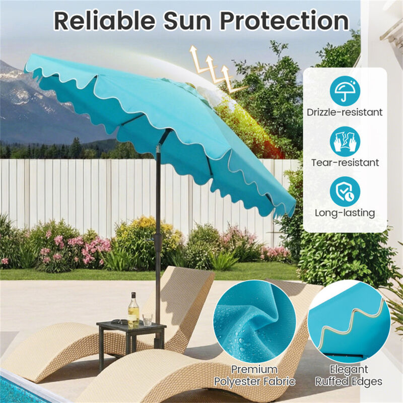 9 foot outdoor patio umbrella stripe Unbranded 9 ft. Outdoor Patio Umbrella, Outdoor Table Umbrella in Blue and  White Stripe PUE47FVT