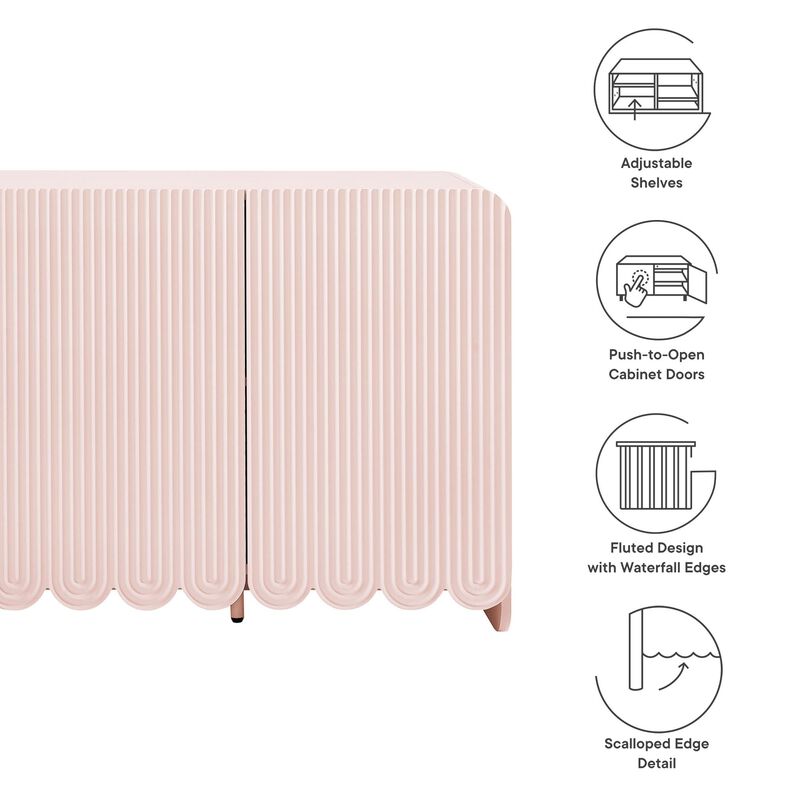 Dahlia 55" Fluted Sideboard Cabinet in Soft Pink image number 3