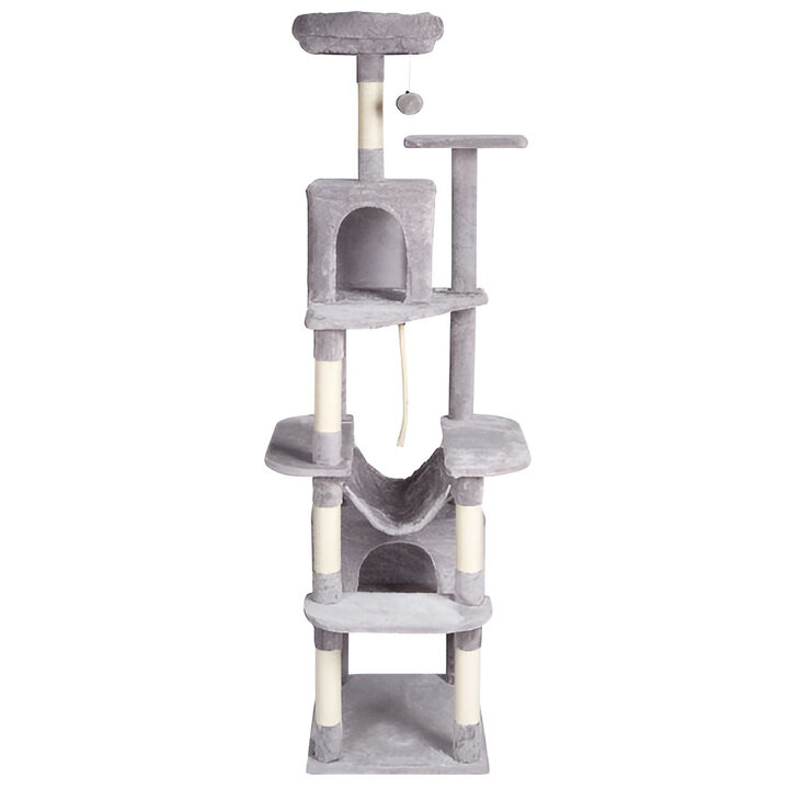 Cat Tree with 2 Cat Condos and Sisal Scratching Posts, Ideal for Play and Rest