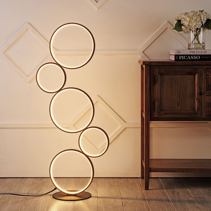 Pluto 5-Light Contemporary Modern Iron/Aluminum Integrated LED Floor Lamp