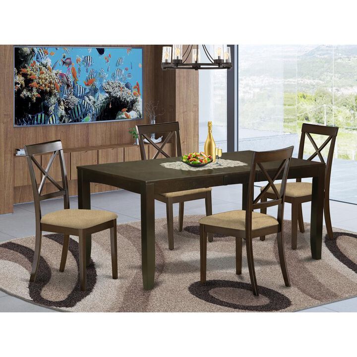 5 Pc Dining room set for 4-Dining Table with Leaf Plus 4 Chairs for Dining room