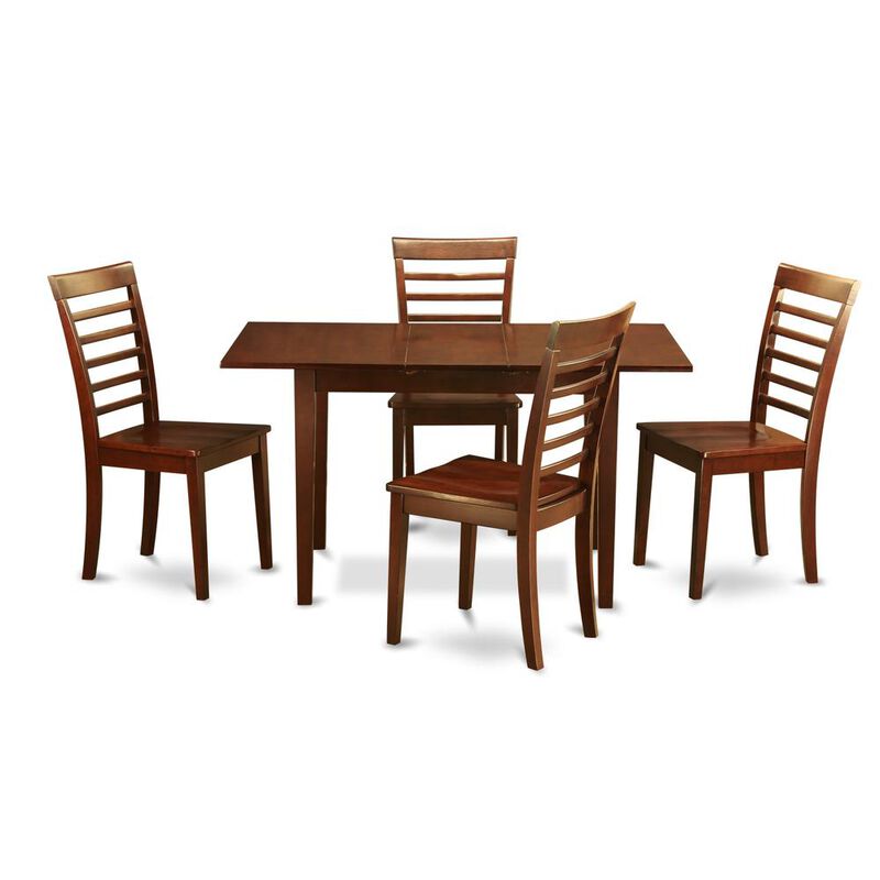 5 Pc Kitchen Table set - Table with a 12in Leaf and 4 Kitchen Dining Chairs