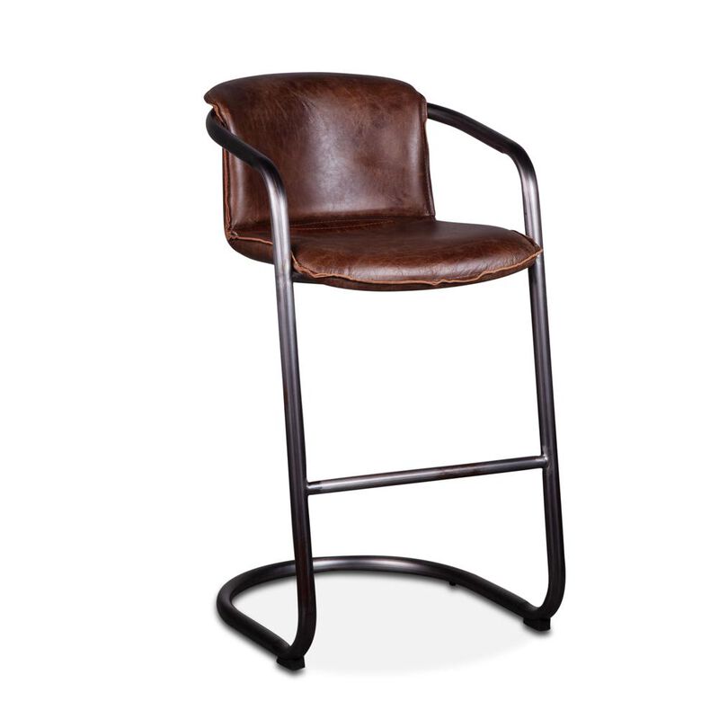 World Interiors Chiavari Leather Bar Chair Geisha Brown image number 1