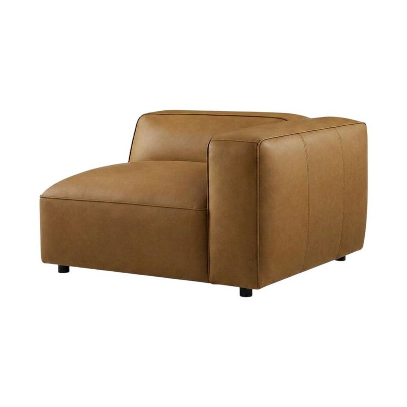 Upholstered Vegan Leather Modular Sectional Sofa with Mid-Century Style, Camel image number 1