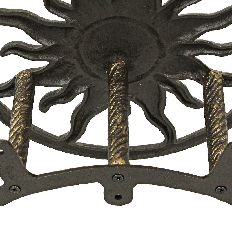 Cast Iron Celestial Sun Wall Mounted Hanging Garden Hose Holder Bronze image number 8