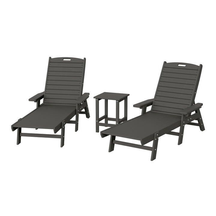 WestinTrends Poly Reclining Chaise Lounge Set With Table