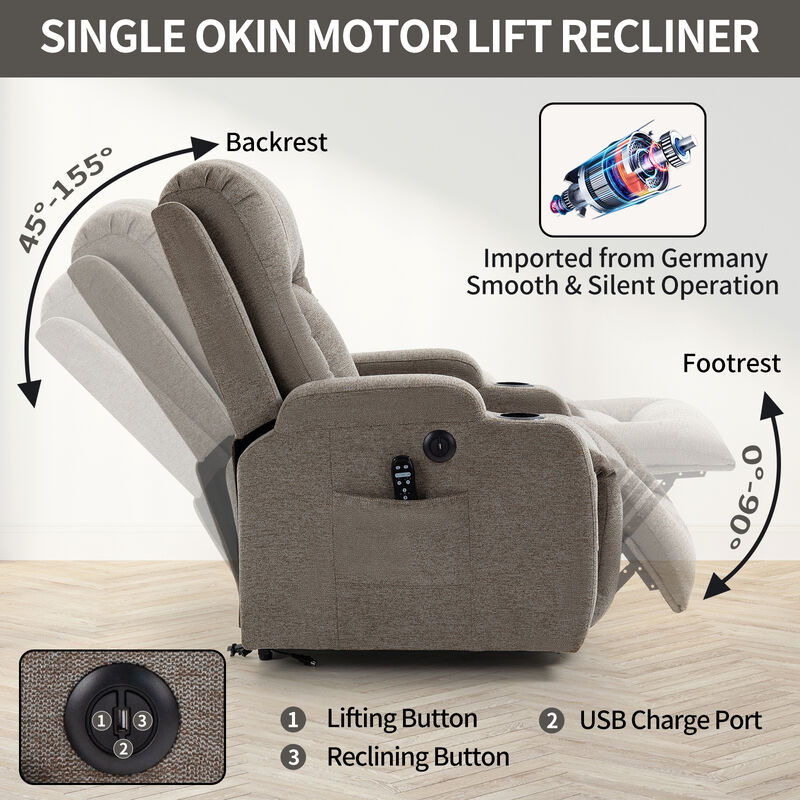 Power Lift Recliner Chair With Massage and Lumbar Heating