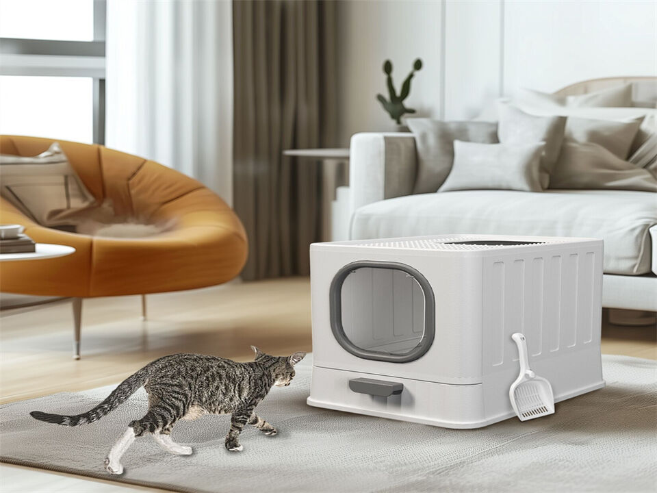 Anti-Splashing Enclosed Plastic Cat Litter Box