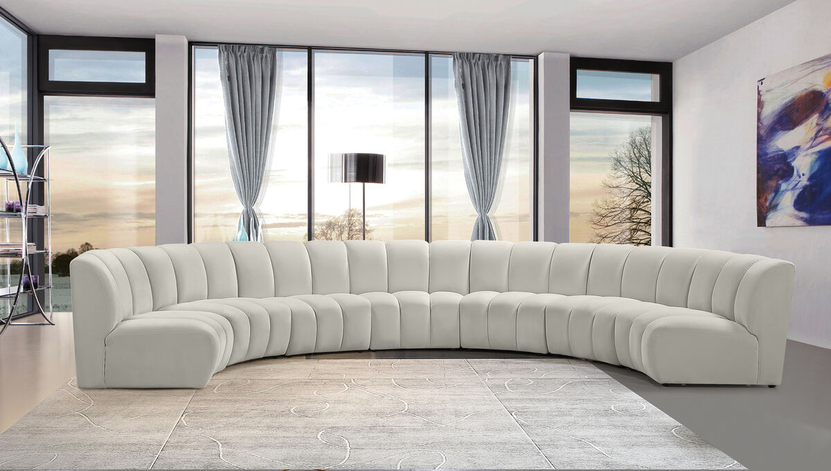 Meridian Furniture Infinity Cream Velvet 7pc. Modular Sectional