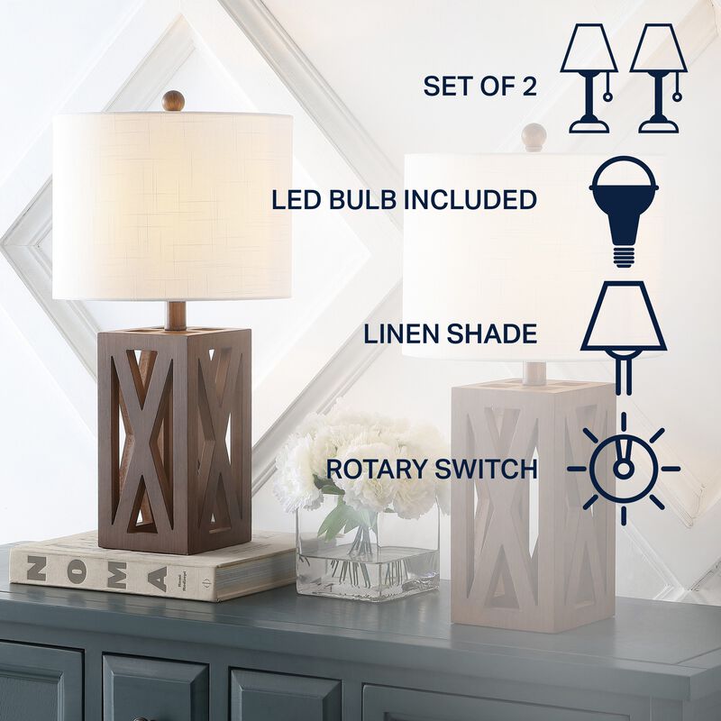 Stewart Farmhouse Wood LED Table Lamp
