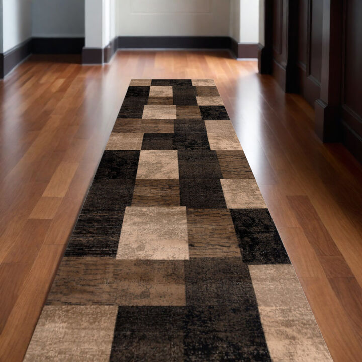 HomeRoots Geometric Power Loom Runner Rug
