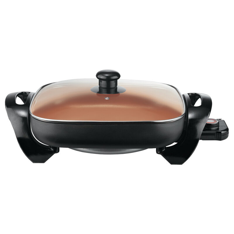 Brentwood 12 Inch Nonstick Electric Skillet in Copper with Glass Lid