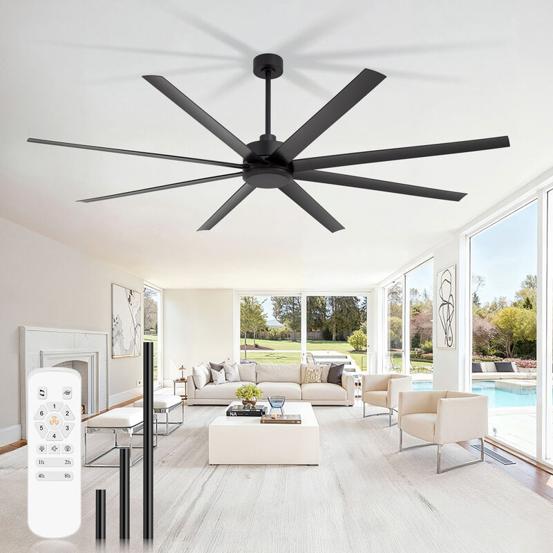Breezary 84" Large Ceiling Fan No Light,8 Blade, Quiet DC Motor, Remote Control, 6 Speeds image number 1