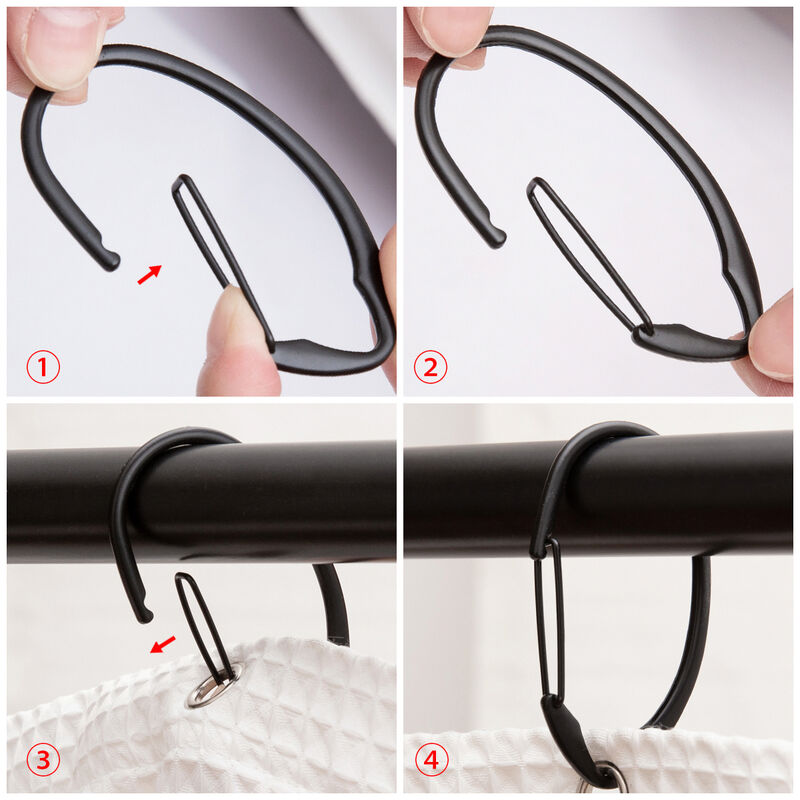 Rust-Proof Shower Curtain Hooks with Clasp Closure, Set of 12 image number 8