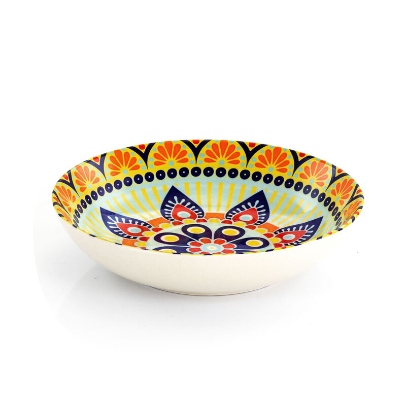 Elama Zen Blue Mozaik 16 Piece Luxurious Stoneware Dinnerware with Complete Setting for 4, 16pc