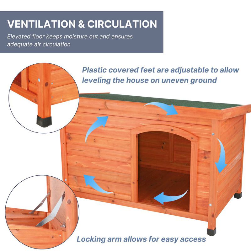 TRIXIE natura Classic Elevated Weatherproof Wooden Outdoor Dog House Roof image number 5