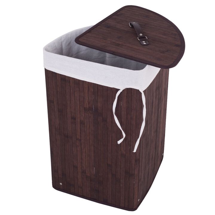 Wicker Laundry Hamper with Lid and Removable Liner Bag for Bedroom