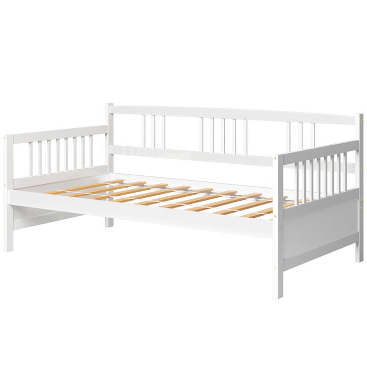 Pine Wood Daybed Frame with Storage Space and Durable Slat Support