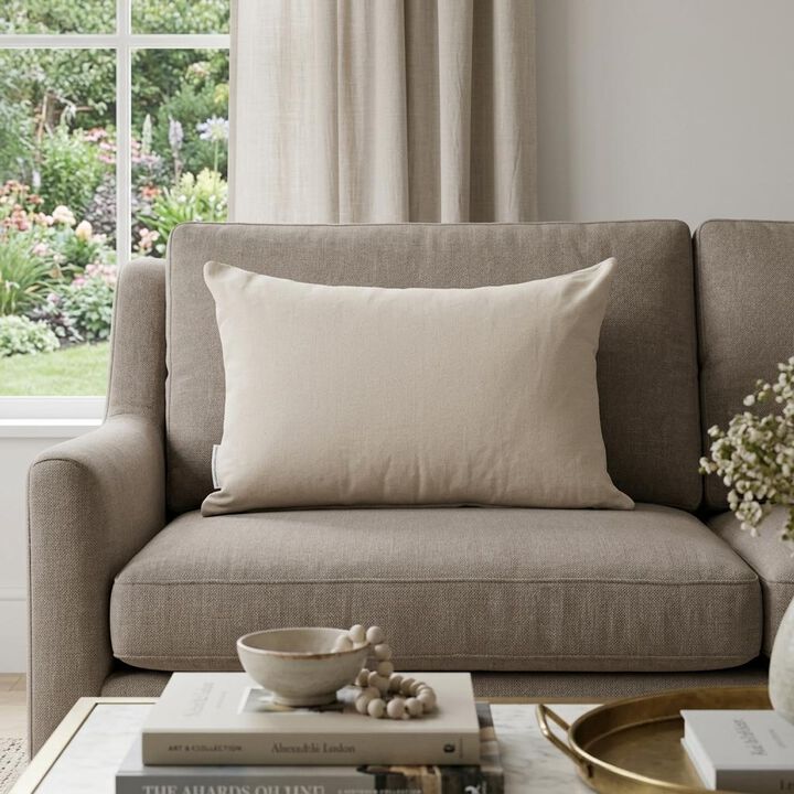 HomeRoots 12" X 18" Natural Cotton Throw Pillow
