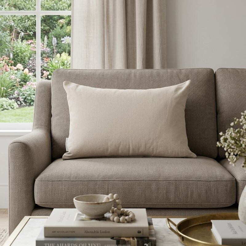 HomeRoots 12" X 18" Natural Cotton Throw Pillow image number 1