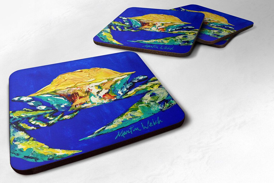 Caroline's Treasures MW1064FC Crab Tight Quarters Foam Coasters (Set of 4), 3.5 H x 3.5 W, Multicolor