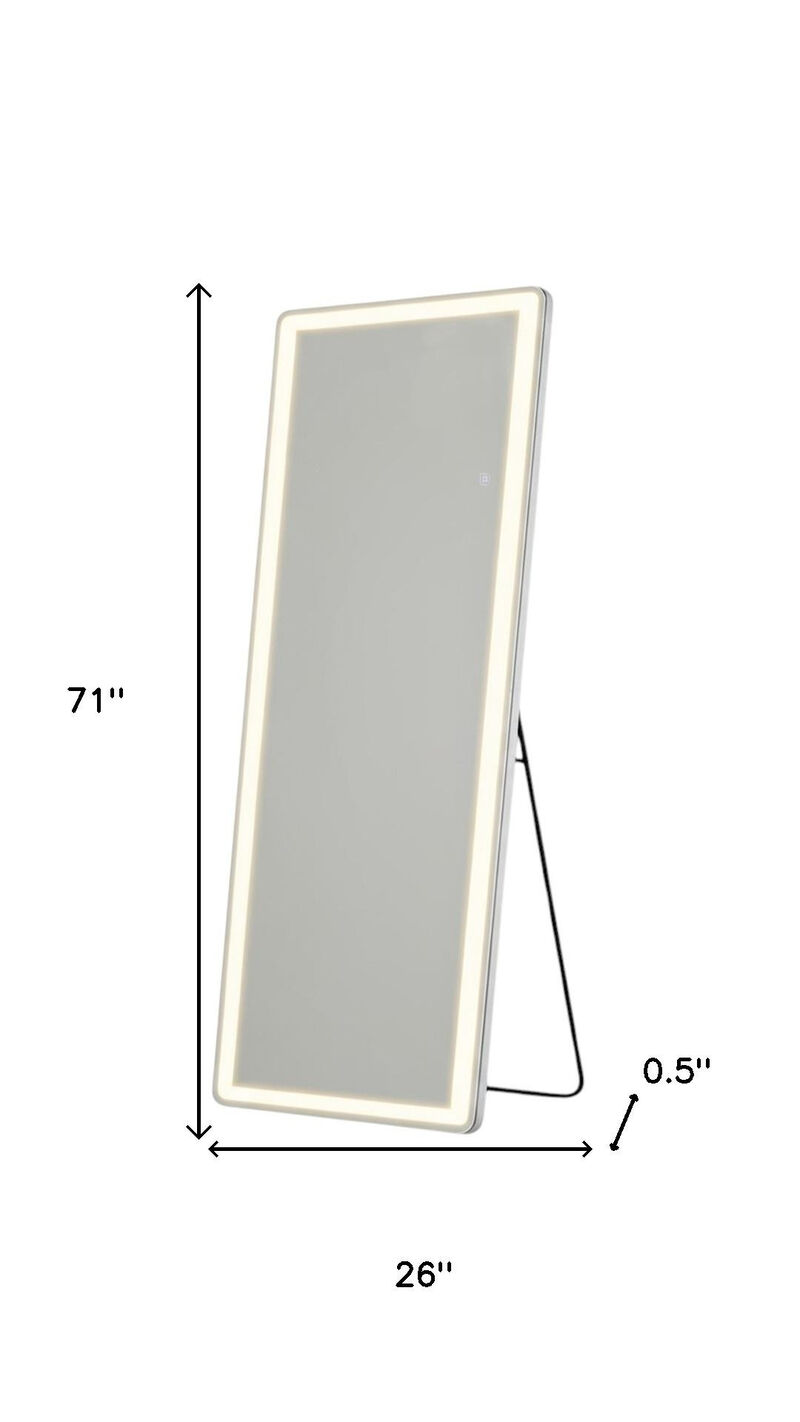 HomeRoots 71" Clear Lighted Freestanding and Wall Mount Frameless Full Length Mirror image number 3