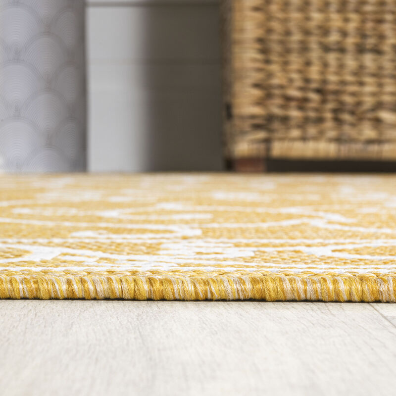 Charleston Vintage Filigree Textured Weave Round Indoor/Outdoor Area Rug