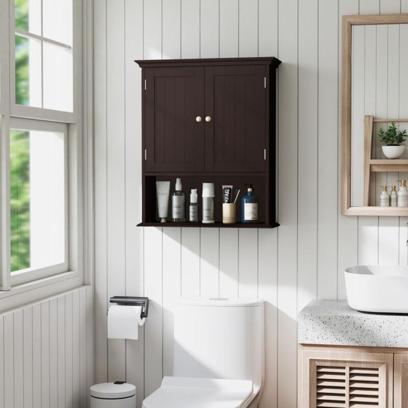 Hivvago Wall Mount Bathroom Cabinet Storage Organizer with Doors and Shelves