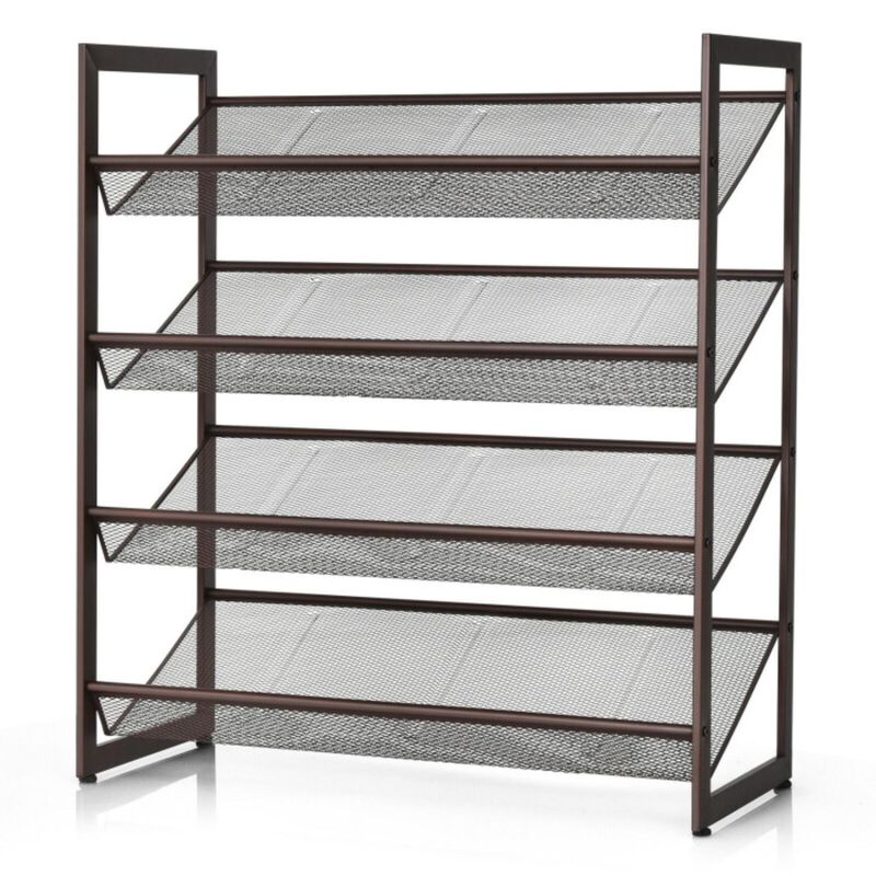 Hivvago Flat and Slant Metal Shoe Rack for Entryway Hallway