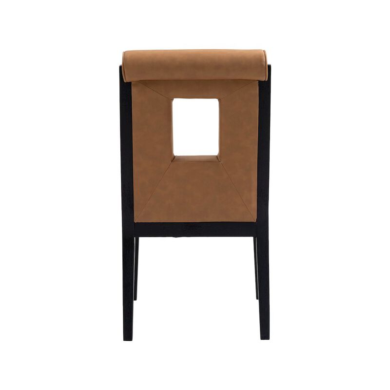 Meridian Furniture Gwendolyn Cognac Vegan Leather Dining Side Chair, Set of 2