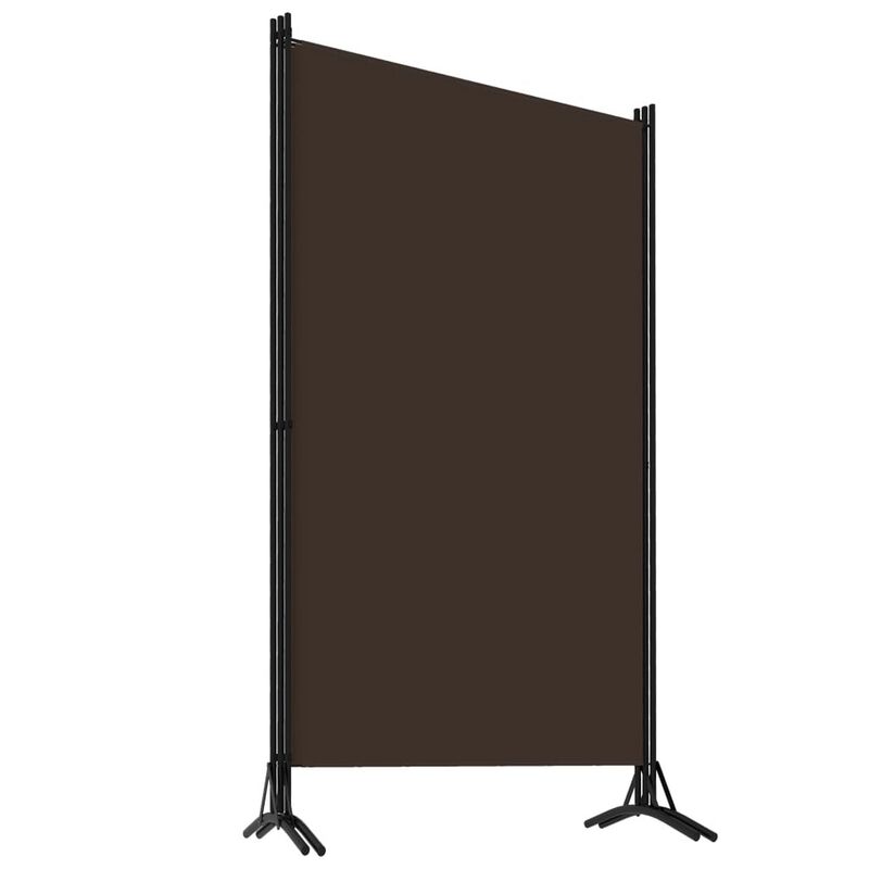 Dina 3 Panel Room Divider Screen, Brown Fabric, Black Iron, 102 Inch - Benzara