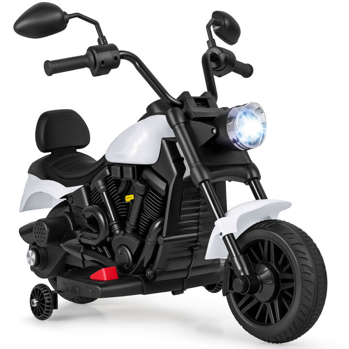 Kids 6V Ride On Motorcycle with Training Wheels Headlight and Music