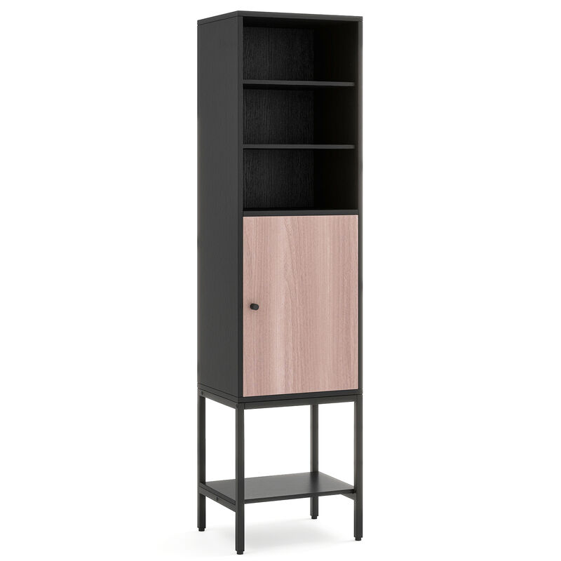 Bathroom Tall Cabinet with 1 Door and 4 Shelves Narrow Storage Unit