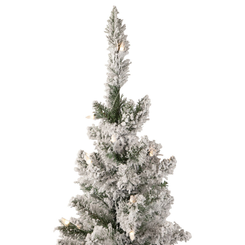 4' Pre-Lit Flocked Slim Pine Artificial Christmas Tree  Clear Lights