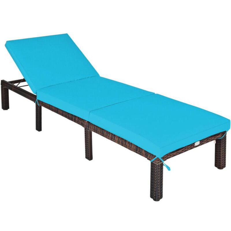 Hivvago Paito Wicker Chaise Lounger with Adjustable Backrest and Cushion