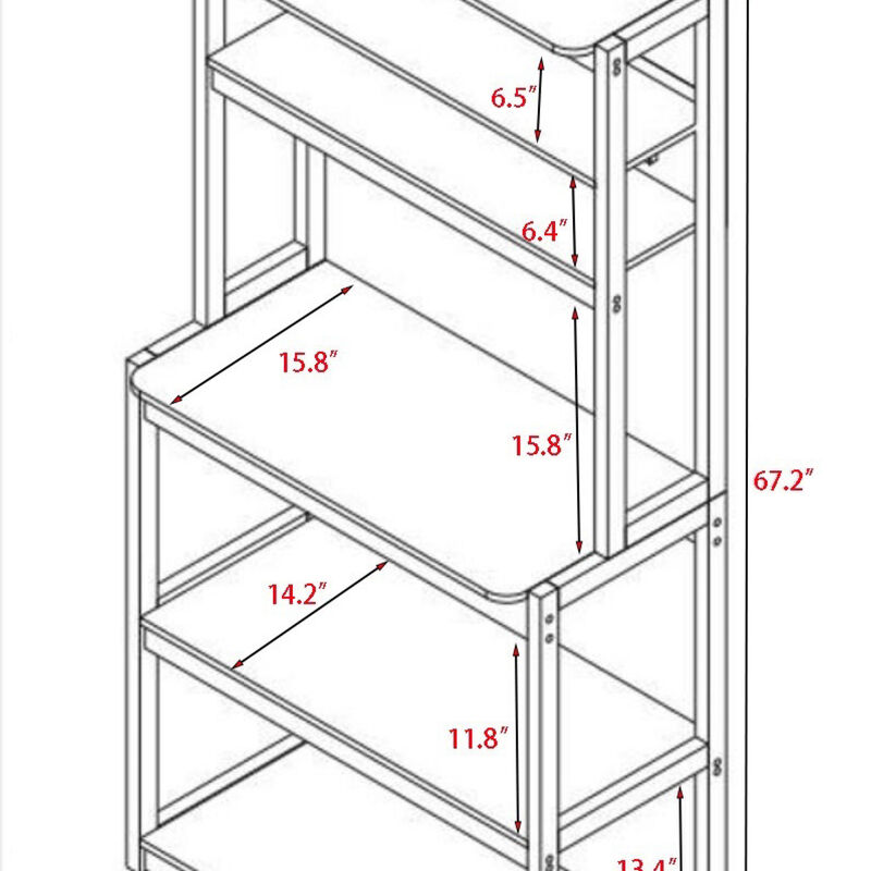 ELEMENT ACE 5-Tier Bakers Rack for Kitchen with Storage, Multi-Purpose Coffee Bar Stand, Kitchen Shelf Organizer for Microwave, Cookware and Bakeware image number 2