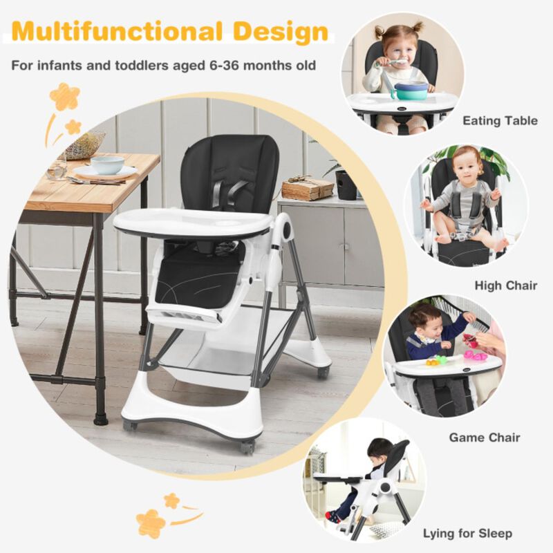Hivvago A-Shaped High Chair with 4 Lockable Wheels