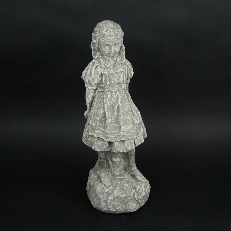 Alice in Wonderland Light Gray Finish Solid Cement Statue 19.5 Inches High image number 3