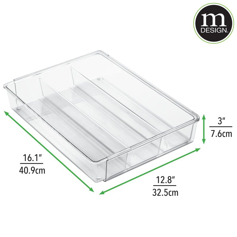 mDesign Plastic Adjustable/Expandable Drawer Storage Organizer, 4 Pack, Clear image number 9