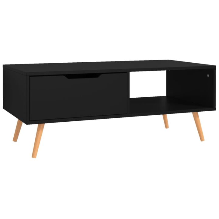 vidaXL Coffee Table - Scandinavian Style, Black, Engineered Wood, 39.4"x19.5"x16.9", Easy Assembly, Ideal for Living Room