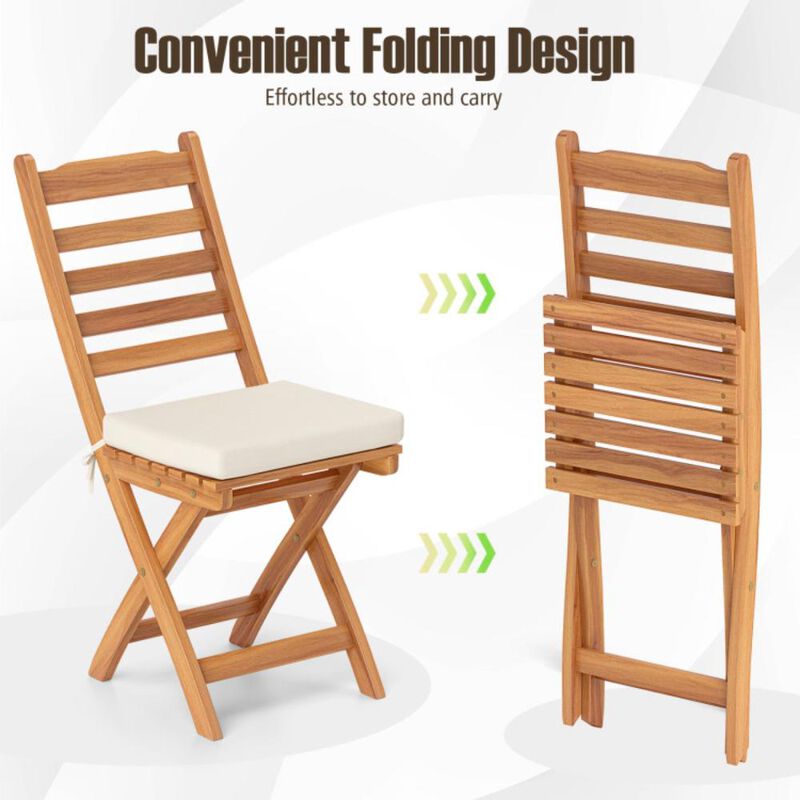 Hivvago Patio Folding Chairs Set of 2 with Soft Seat Cushion - Ladder Back