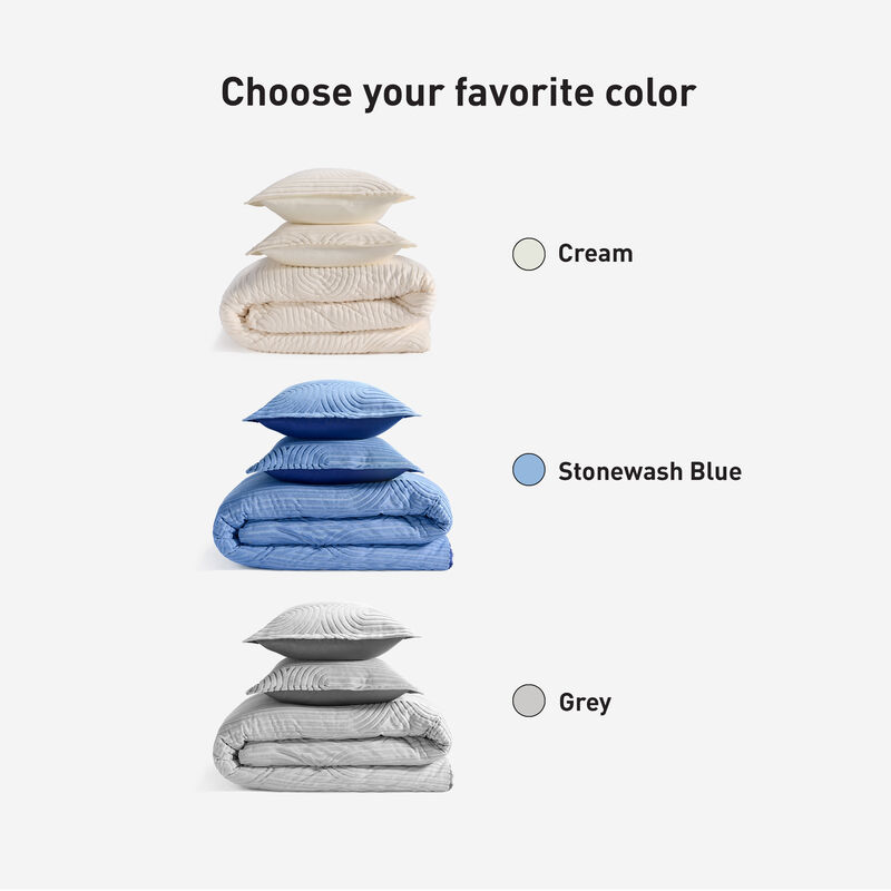 Racetrack Performance Queen Duvet and Sham Set in Light Gray image number 3