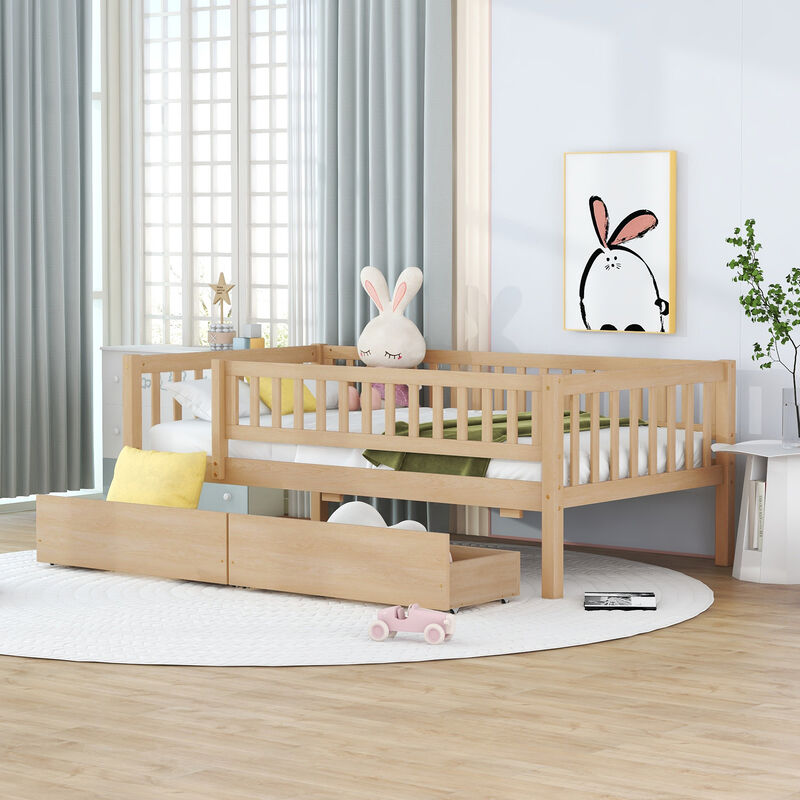 Whisen Twin Size Daybed Wood Bed with Two Drawers image number 1