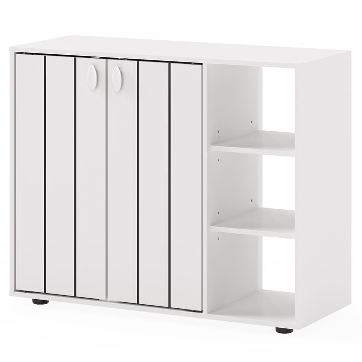 Entryway 3-Tier Shoe Cabinet with Doors and Customizable Open Shelves