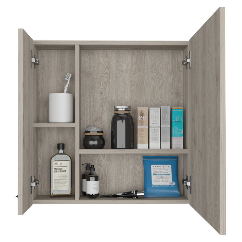 DEPOT E-SHOP Harbor Medicine Double Door Cabinet,Four Interior Shelves, Light Gray