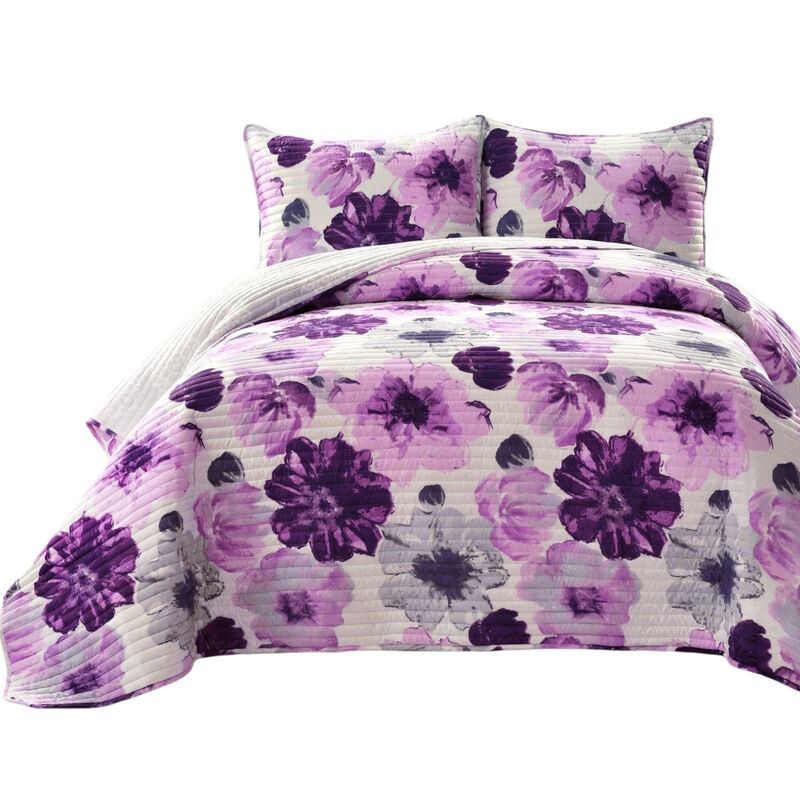 Flowers Lightweight Polyester Microfiber Quilt Set for Cozy Bedding and Home Decor
